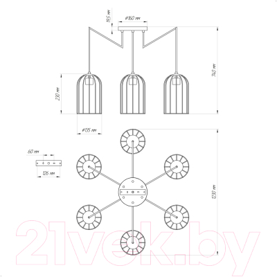 Люстра Элетех Танго 161 НСБ 01-6х60-104 Е27 / 1005405019 (черный муар)