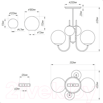 Люстра Элетех Тефия 241 НСБ 01-4х40-101 / 1005405125