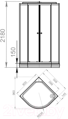 Душевая кабина Domani-Spa Delight 88 / DS01D88LBT10 (черный/тонированное стекло)