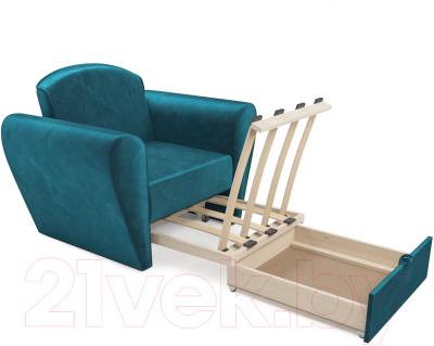 Кресло-кровать Mebel-Ars Квартет (бархат сине-зеленый Star Velvet 43 Black Green)