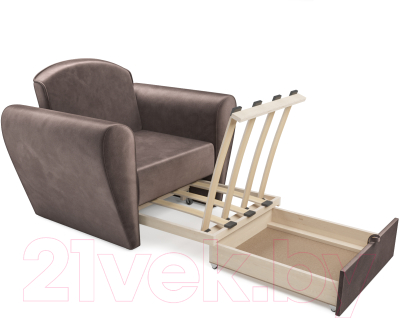 Кресло-кровать Mebel-Ars Квартет (бархат серо-шоколадный Star Velvet 60 Cofee)