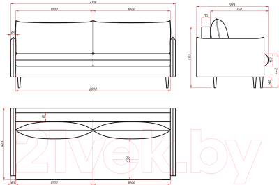 Диван Mio Tesoro Ванкувер 3ПЗм (Sawana05LN)