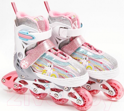 Роликовые коньки Amarobaby Unicorn / AMARO-35Uni-Pi-30 - фото