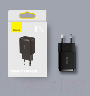 Адаптер питания сетевой Baseus Compact Charger 2U 10.5W EU / CCXJ010201