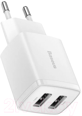 Адаптер питания сетевой Baseus Compact Charger 2U 10.5W EU / CCXJ010202 - фото