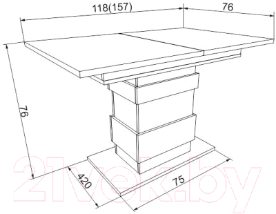 Обеденный стол Eligard Yukon (белый структурный/дымчатый алмаз)