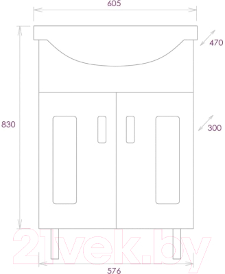 Тумба под умывальник Onika Кристалл 60 (106123)