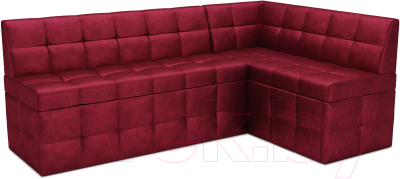 Уголок кухонный мягкий Mebel-Ars Атлантис правый 212x84x135 (бархат красный Star Velvet 3 Dark Red) - фото