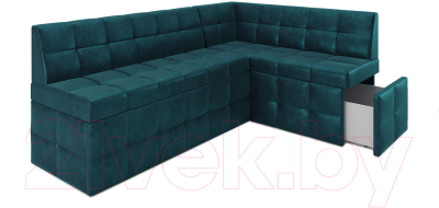 Уголок кухонный мягкий Mebel-Ars Атлантис правый 212x84x135 (сине-зеленый Star Velvet 43 Black Green)