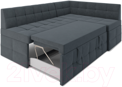 Уголок кухонный мягкий Mebel-Ars Атлантис правый 212x84x135 (велюр серо-синий HB-178 26)