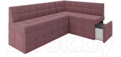 Уголок кухонный мягкий Mebel-Ars Атлантис правый 212x84x135 (велюр пудра НВ-178 18)