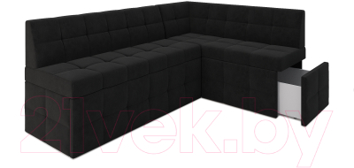 Уголок кухонный мягкий Mebel-Ars Атлантис правый 212x84x135 (велюр черный НВ-178 17)