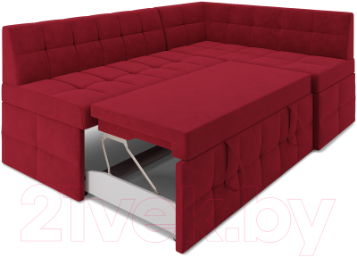 Уголок кухонный мягкий Mebel-Ars Атлантис правый 212x84x135 (кордрой красный)
