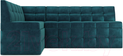 Уголок кухонный мягкий Mebel-Ars Атлантис левый 212x84x135 (сине-зеленый Star Velvet 43 Black Green)
