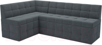Уголок кухонный мягкий Mebel-Ars Атлантис левый 212x84x135 (велюр серо-синий HB-178 26) - фото