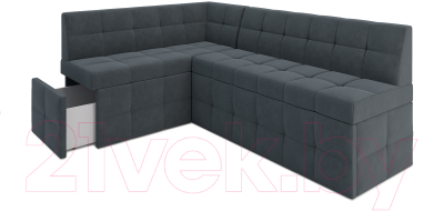 Уголок кухонный мягкий Mebel-Ars Атлантис левый 212x84x135 (велюр серо-синий HB-178 26)