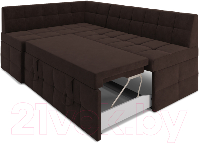 Уголок кухонный мягкий Mebel-Ars Атлантис левый 212x84x135 (велюр молочный шоколад НВ-178 13)