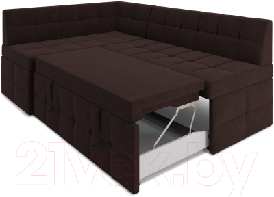 Уголок кухонный мягкий Mebel-Ars Атлантис левый 212x84x135 (велюр шоколад HB-178 16)