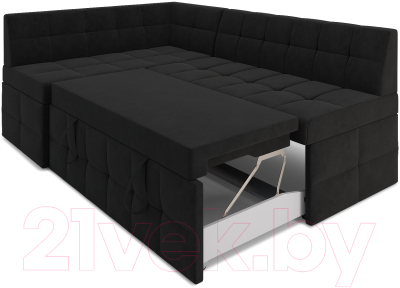 Уголок кухонный мягкий Mebel-Ars Атлантис левый 212x84x135 (велюр черный НВ-178 17)