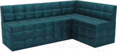 Уголок кухонный мягкий Mebel-Ars Атлантис правый 190x84x120 (сине-зеленый Star Velvet 43 Black Green) - фото