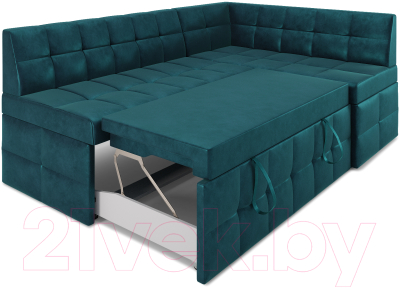 Уголок кухонный мягкий Mebel-Ars Атлантис правый 190x84x120 (сине-зеленый Star Velvet 43 Black Green)