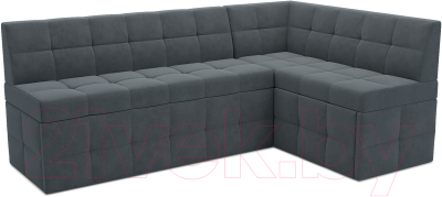 Уголок кухонный мягкий Mebel-Ars Атлантис правый 190x84x120 (велюр серо-синий HB-178 26) - фото