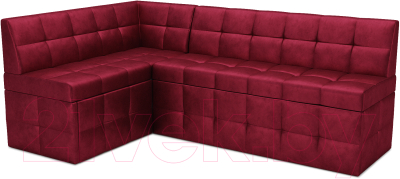 Уголок кухонный мягкий Mebel-Ars Атлантис левый 190x84x120 (бархат красный Star Velvet 3 Dark Red) - фото