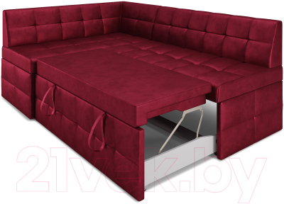 Уголок кухонный мягкий Mebel-Ars Атлантис левый 190x84x120 (бархат красный Star Velvet 3 Dark Red)