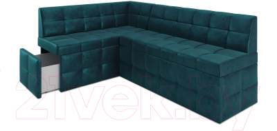Уголок кухонный мягкий Mebel-Ars Атлантис левый 190x84x120 (сине-зеленый Star Velvet 43 Black Green)