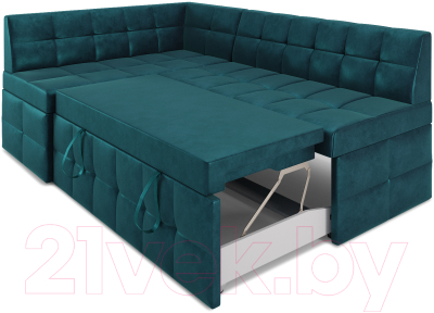 Уголок кухонный мягкий Mebel-Ars Атлантис левый 190x84x120 (сине-зеленый Star Velvet 43 Black Green)