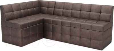 Уголок кухонный мягкий Mebel-Ars Атлантис левый 190x84x120 (серо-шоколадный Star Velvet 60 Cofee) - фото