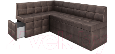 Уголок кухонный мягкий Mebel-Ars Атлантис левый 190x84x120 (серо-шоколадный Star Velvet 60 Cofee)