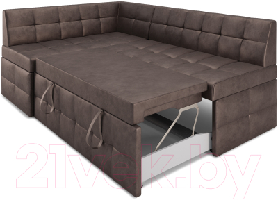 Уголок кухонный мягкий Mebel-Ars Атлантис левый 190x84x120 (серо-шоколадный Star Velvet 60 Cofee)