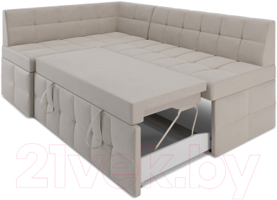 Уголок кухонный мягкий Mebel-Ars Атлантис левый 190x84x120 (бежевый Star Velvet 6 Light Beige)