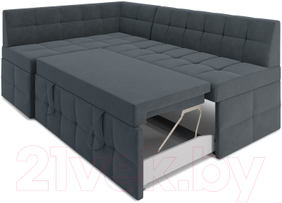 Уголок кухонный мягкий Mebel-Ars Атлантис левый 190x84x120 (велюр серо-синий HB-178 26)