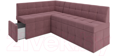 Уголок кухонный мягкий Mebel-Ars Атлантис левый 190x84x120 (велюр пудра НВ-178 18)