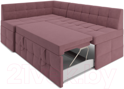 Уголок кухонный мягкий Mebel-Ars Атлантис левый 190x84x120 (велюр пудра НВ-178 18)