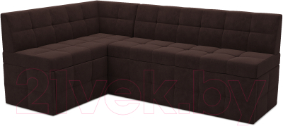 Уголок кухонный мягкий Mebel-Ars Атлантис левый 190x84x120 (велюр шоколад HB-178 16) - фото