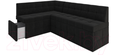 Уголок кухонный мягкий Mebel-Ars Атлантис левый 190x84x120 (велюр черный НВ-178 17)