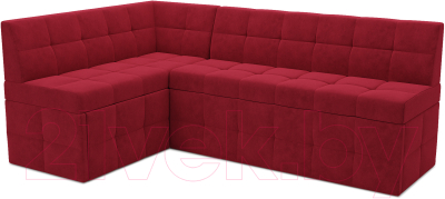 Уголок кухонный мягкий Mebel-Ars Атлантис левый 190x84x120 (кордрой красный) - фото