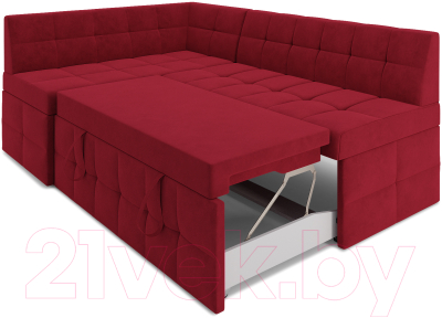 Уголок кухонный мягкий Mebel-Ars Атлантис левый 190x84x120 (кордрой красный)