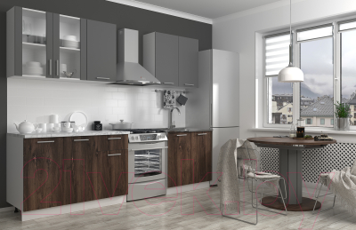 Кухонный гарнитур Eligard Виктория 2.0 (дымчатый алмаз/дуб нокс/мрамор итальянский))