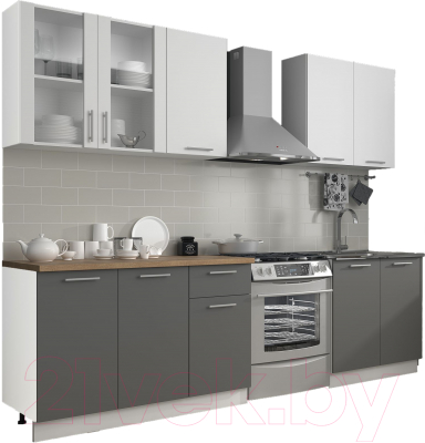 Кухонный гарнитур Eligard Виктория 2.0 (белый/дымчатый алмаз/дуб бунратти) - фото