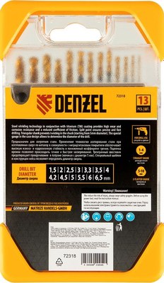 Набор сверл Denzel 72318