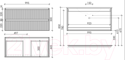 Тумба под умывальник Sancos Snob T / SNT100LW (бьянко, левый)