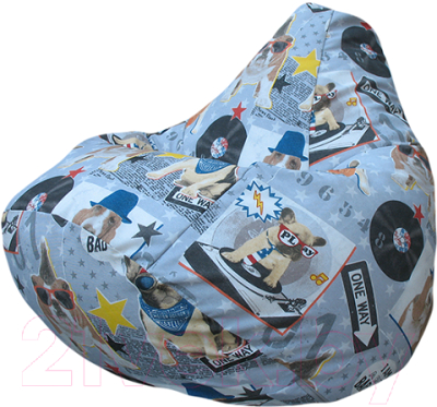 Бескаркасное кресло Flagman Груша Макси Г2.4-101 (бульдоги) - фото