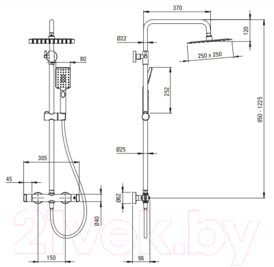 Душевая система со смесителем Deante NAC 04HT