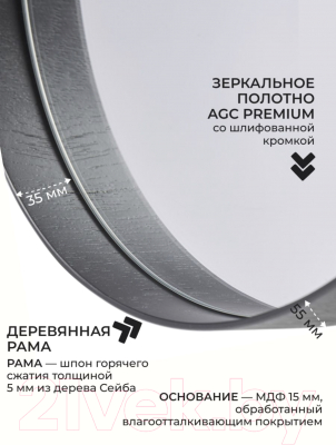 Зеркало Emze Loft D50 / LOFT.50.50.CHE (черный)