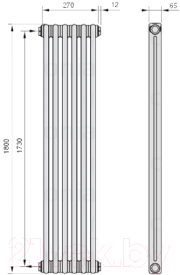 Радиатор стальной Arbonia RRN 2180/6 24 (RAL 7016, подключение слева-направо)