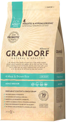 Сухой корм для кошек Grandorf Cat 4 Meat Probiotic Indoor - фото